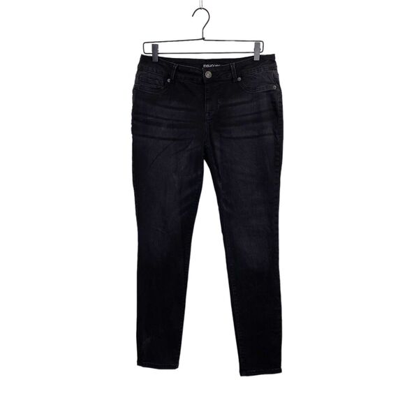 Maurices Womens Jeans Sz L-Short Black Stretch Jegging 30" Inseam Faux Front Poc - Picture 1 of 8